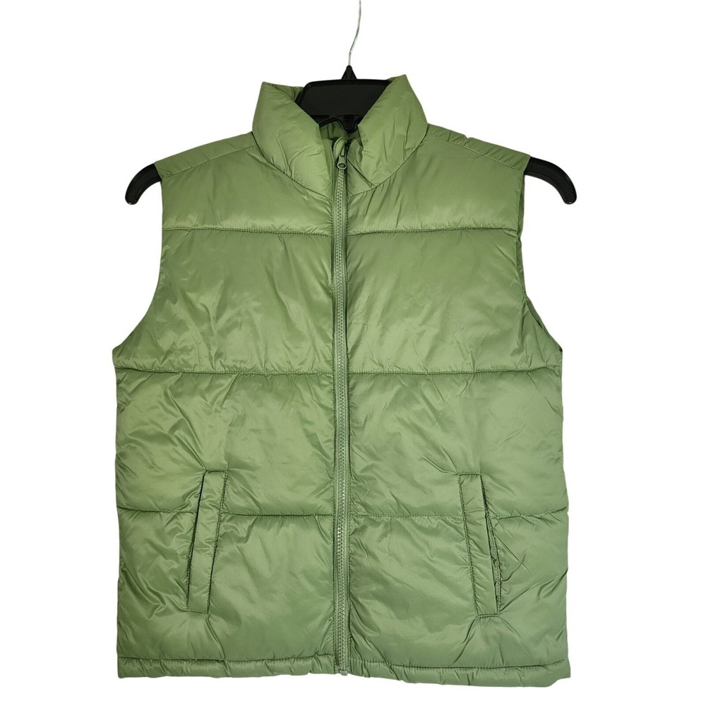 Xersion NWT Youth 14 16 Puffer Vest Green Quilted Zip Up Pockets Outerwear